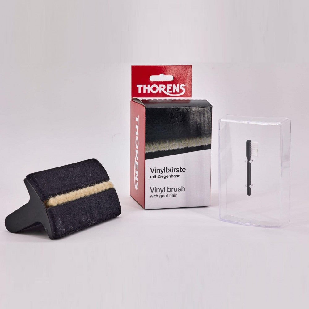 Thorens Record Vinyl Brush with Goat Hair and Velvet Cushion